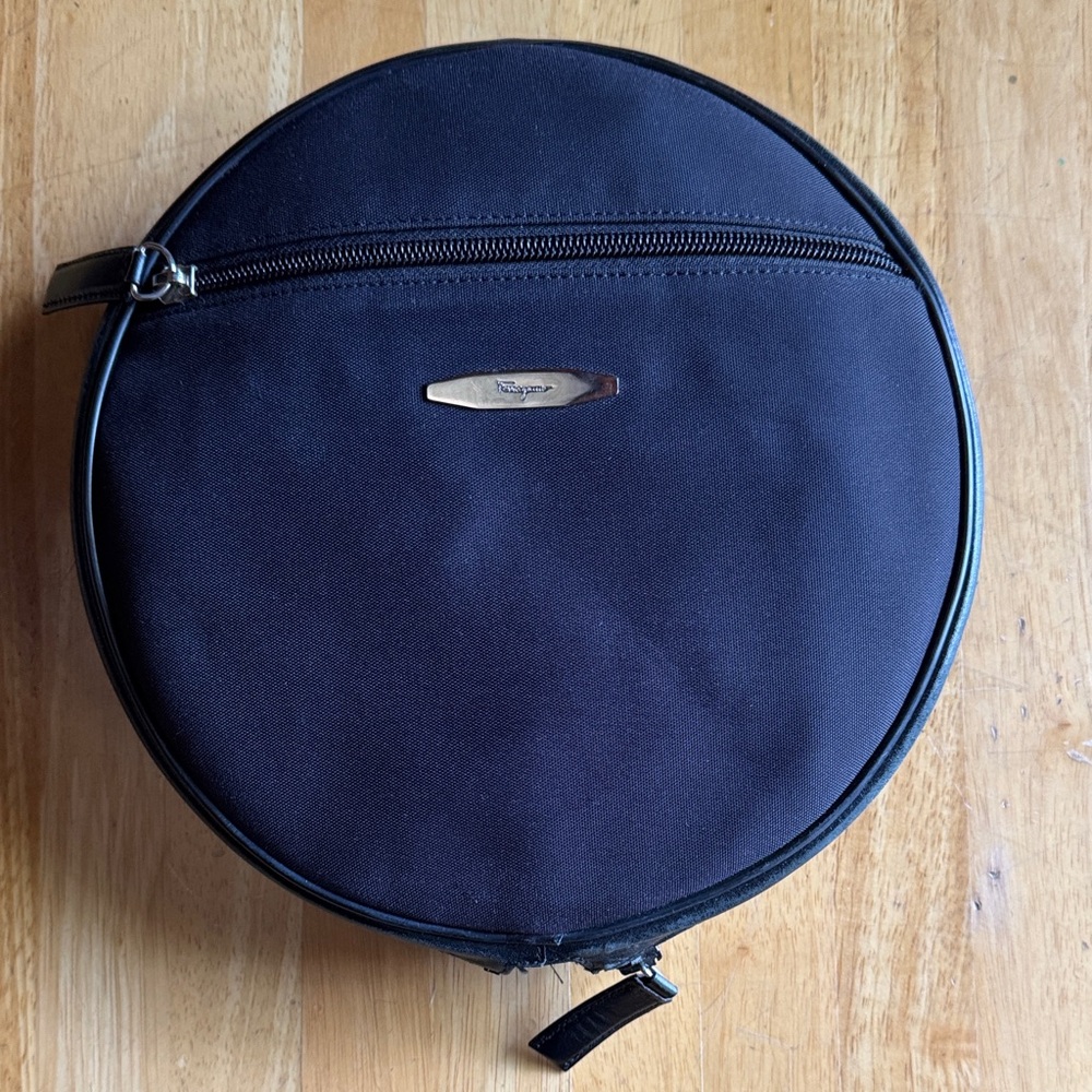 Ferragamo collapsible canvas and leather duffel bag